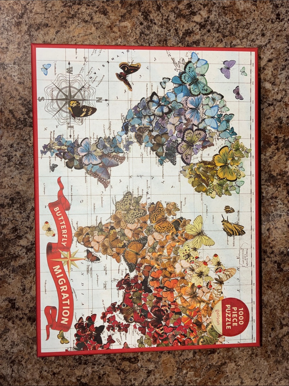 Butterfly Migration 1000-Piece Puzzle - Colorful World Map (UNOPENED)